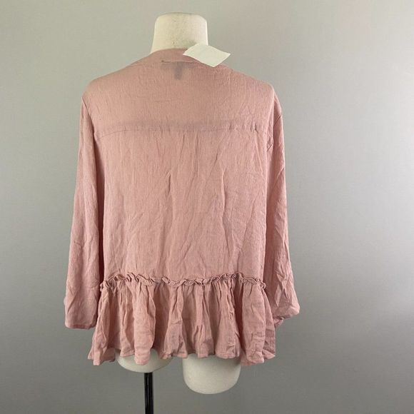 NWT DEREK HEART Pink Boho Button Down Shirt (S) - Picture 5 of 8